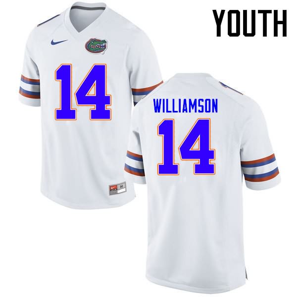 Youth NCAA Florida Gators Chris Williamson #14 Stitched Authentic Nike White College Football Jersey NEZ7365NN